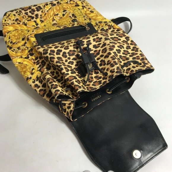 VERSACE vintage leopard backpack bag Backpack PVC / Leather yellow/Black main image 7